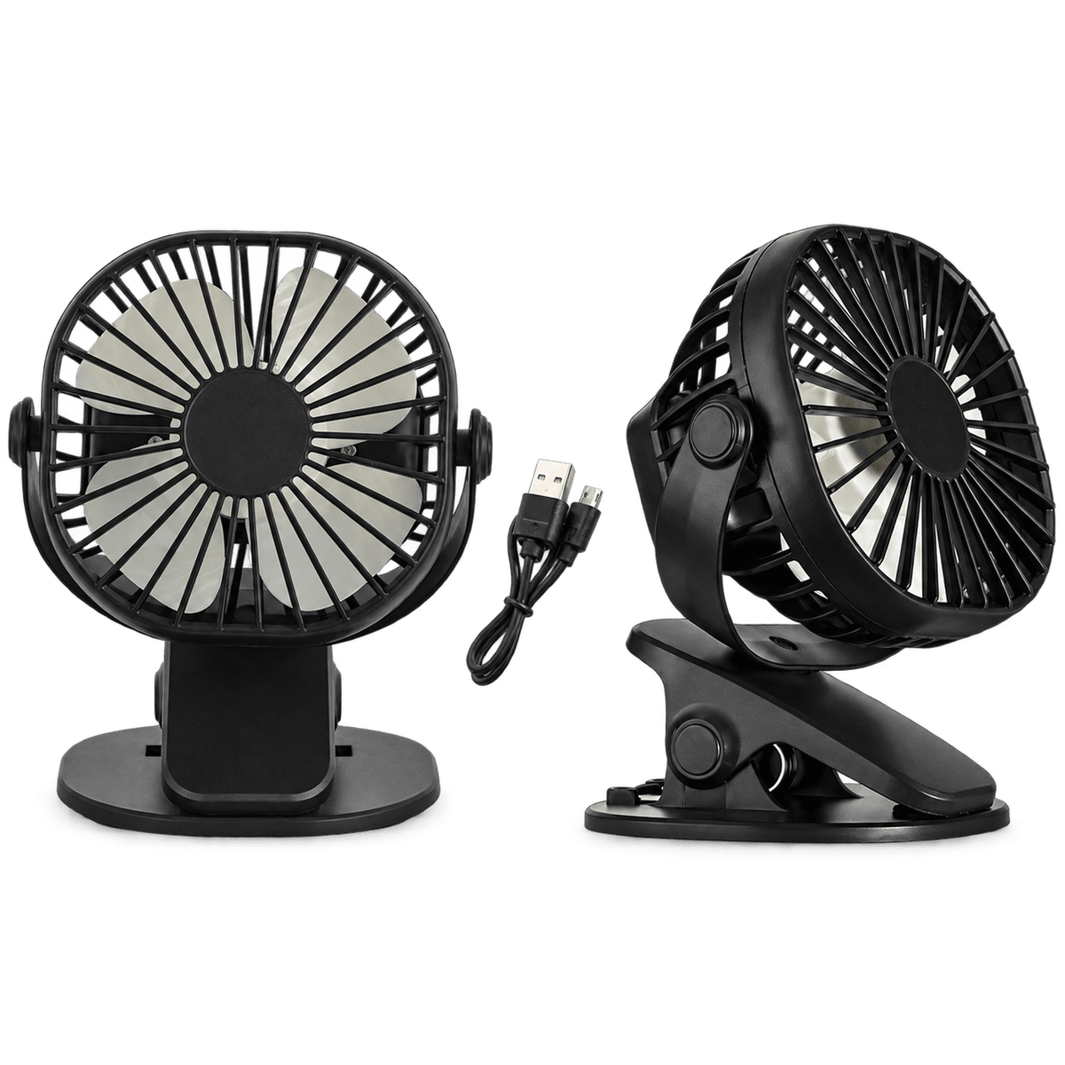 Portable Rechargeable 3 Speed Clip On Fan - White — transparent background