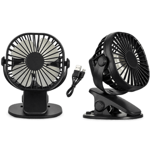 Portable Rechargeable 3 Speed Clip On Fan - White — transparent background