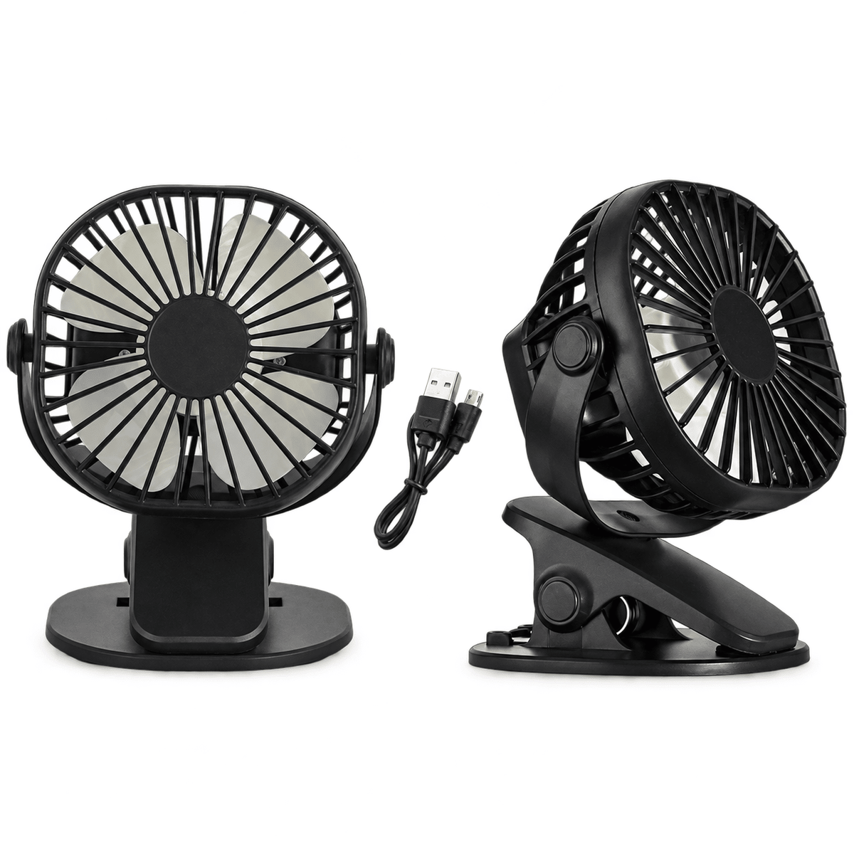Portable Rechargeable 3 Speed Clip On Fan - White — white background