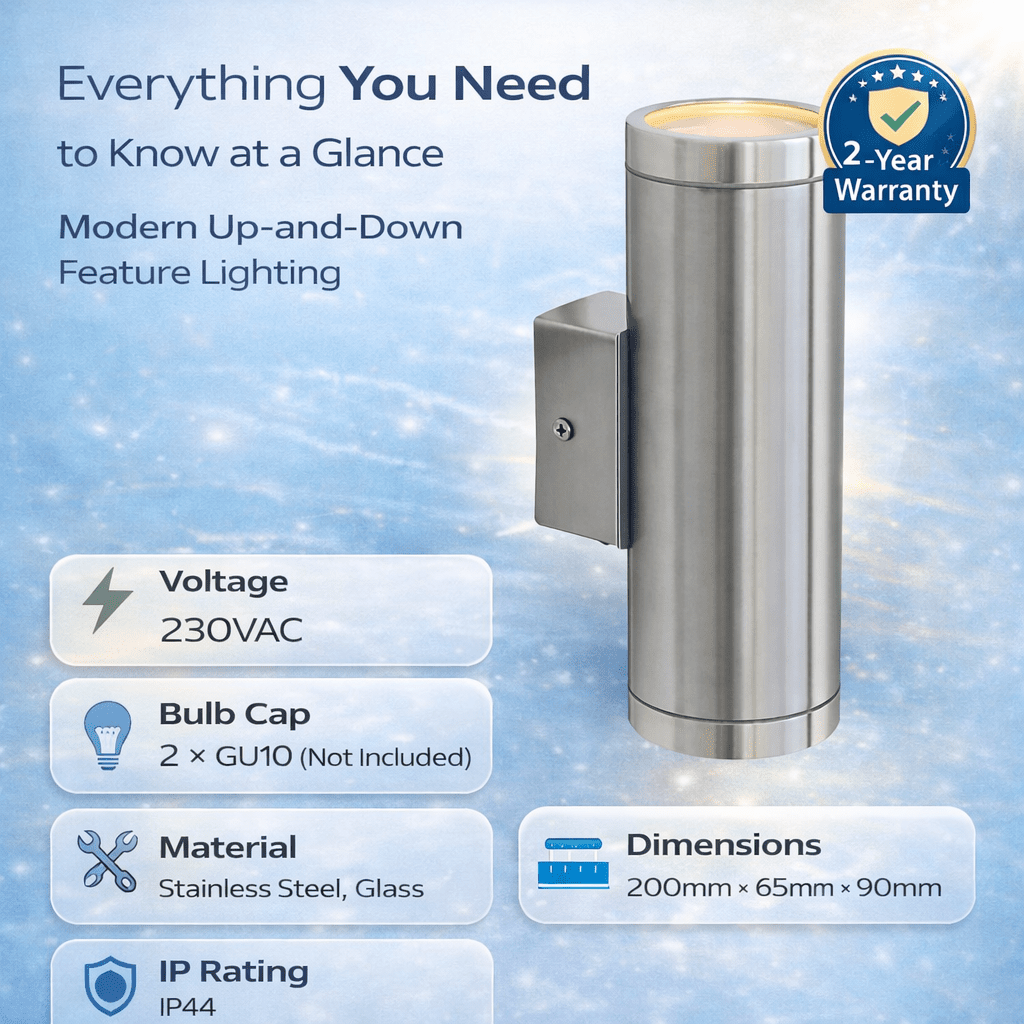 LED Wall Light - Glossy Round Up/Down Facing Eurolux