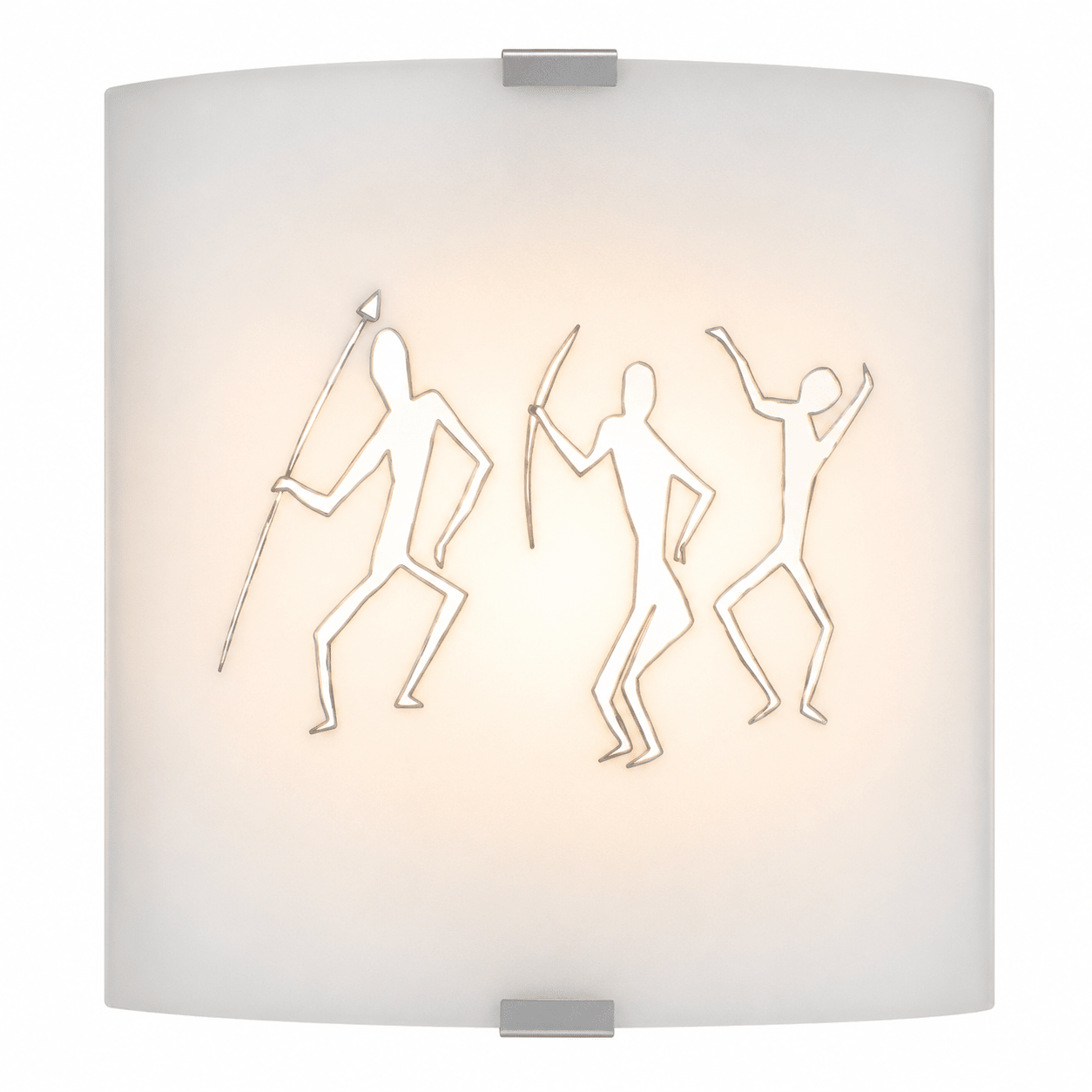 Wall sconce with abstract human figures design on a white background