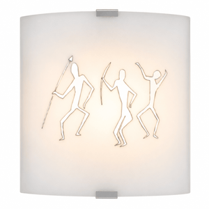 Wall sconce with abstract human figures design on a white background