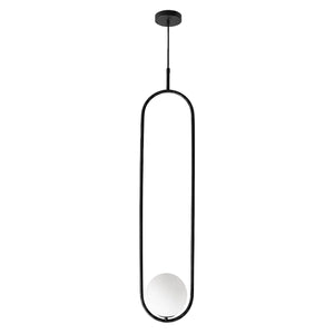 Luna Long G9 Pendant Light - Black — white background