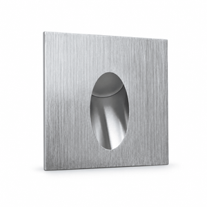Bethulli square brushed aluminium recessed LED step light on a white background