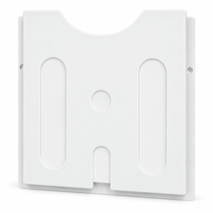 White wall-mounted A4 document holder on a white background