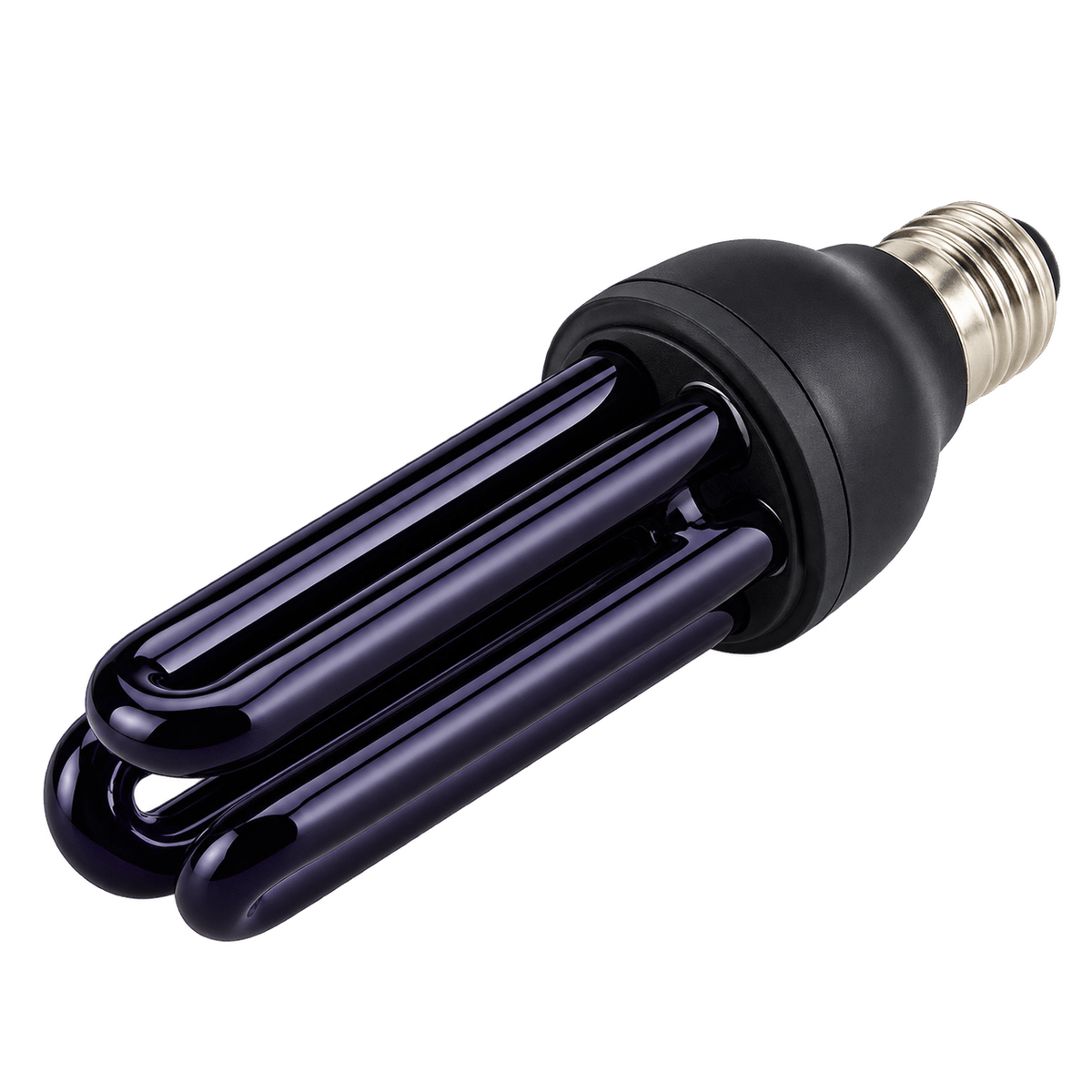 Transparent-background 25 watt UV blacklight compact fluorescent bulb with E27 base
