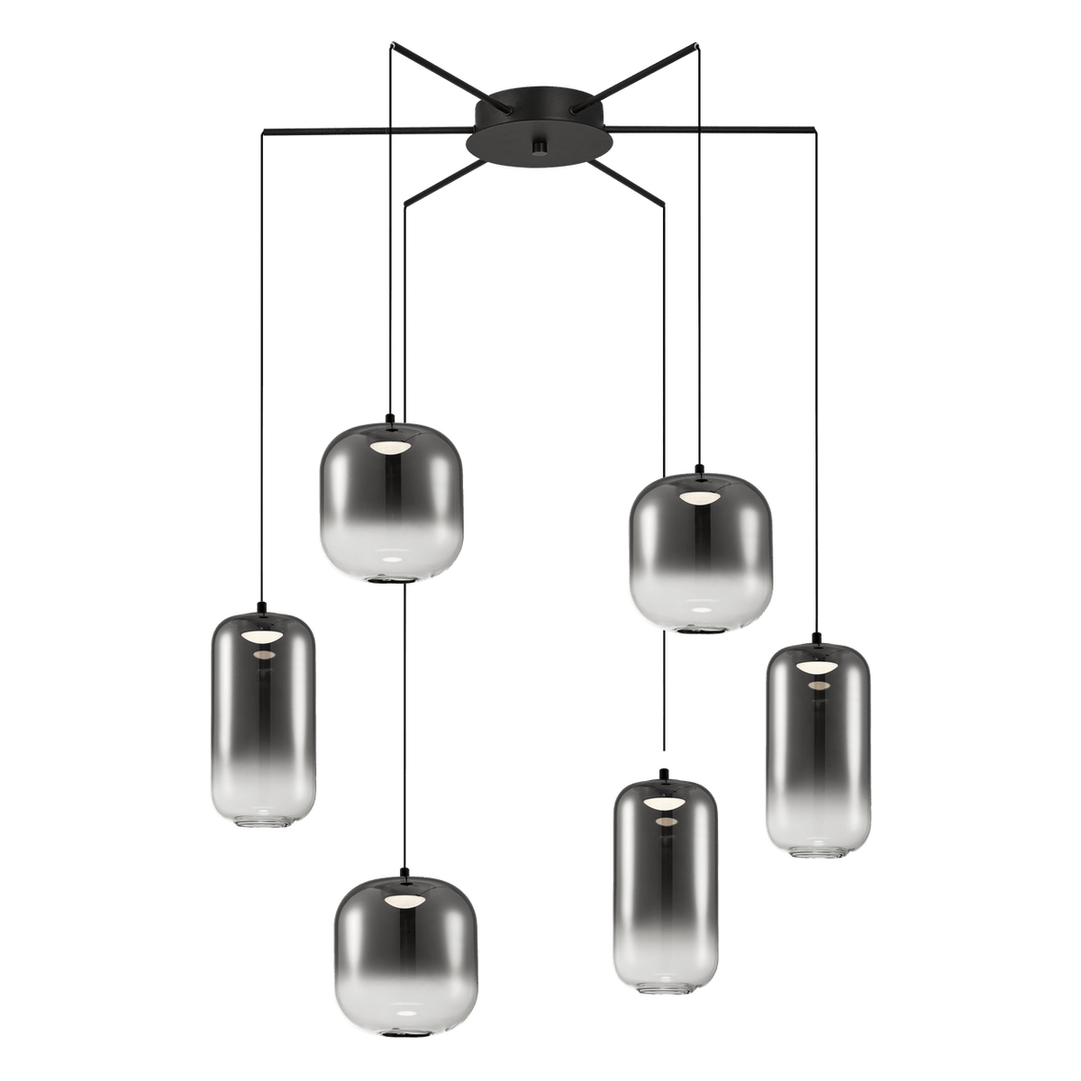 Misty Morning Cluster LED Pendant Light - Black — transparent background