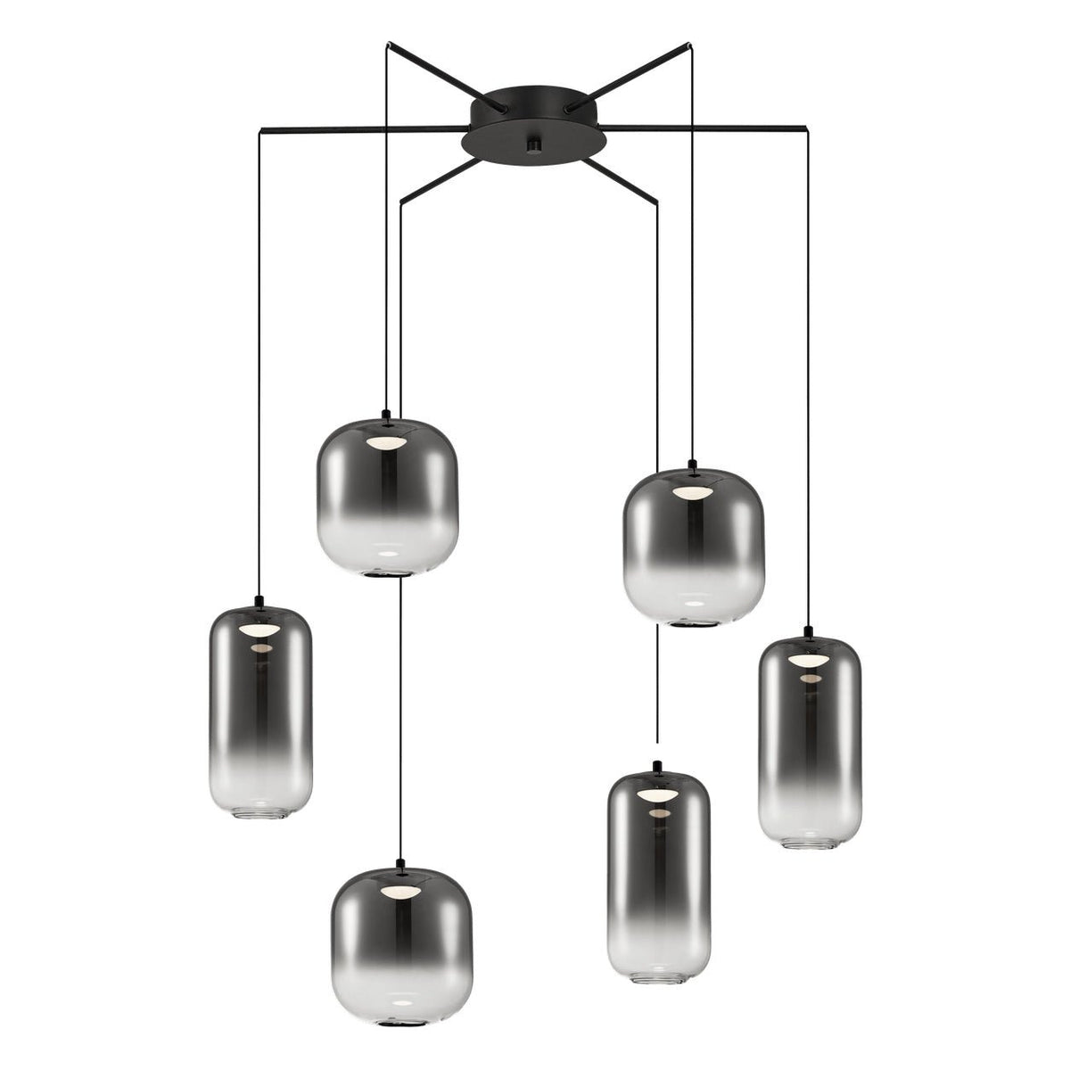 Misty Morning Cluster LED Pendant Light - Black — white background