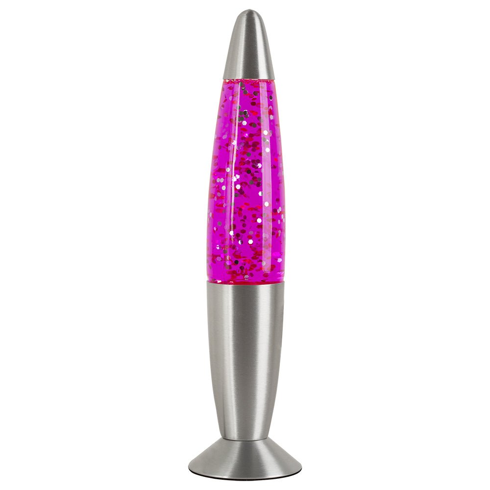 13-Inch Pink Silver Glitter Lamp Glass Aluminium