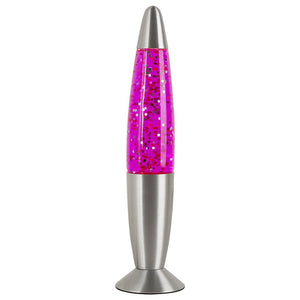 13-Inch Pink Silver Glitter Lamp Glass Aluminium