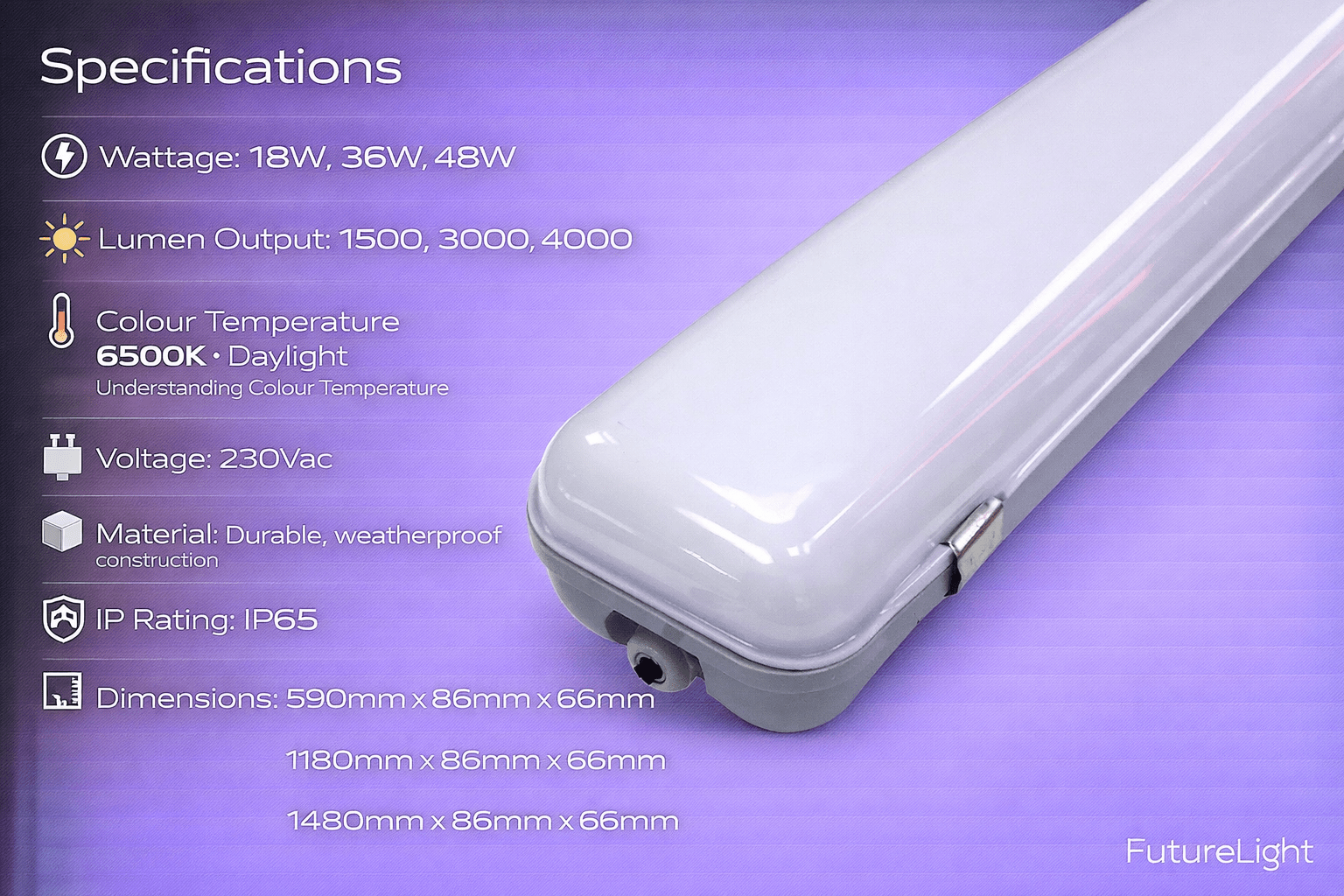 LED Garage / Workshop Light - Weatherproof LED Tube