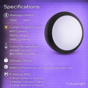 LED Bulkhead - Round Outdoor IP65 - 12W / 18W / 22W - additional product image