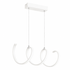 Modern pendant light with three curved arms on a white background