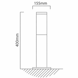 Detailed technical drawing of the Carlo Fumagalli 400 LED bollard, showing dimensions and design features.
