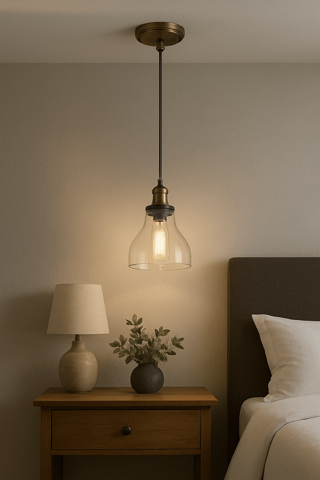 Antique Brass Pendant with Clear Glass