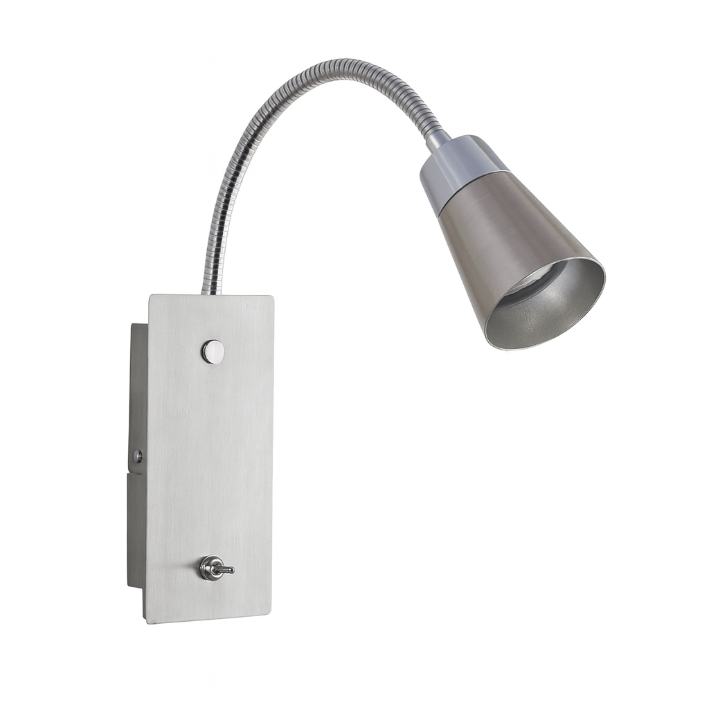 Satin Chrome Wall Light - Adjustable Gooseneck