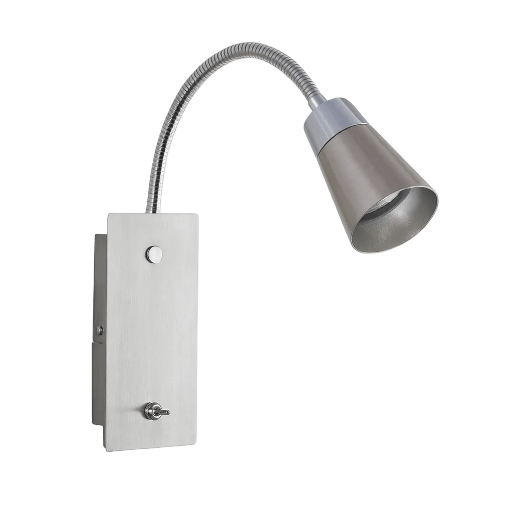 Satin Chrome Wall Light - Adjustable Gooseneck