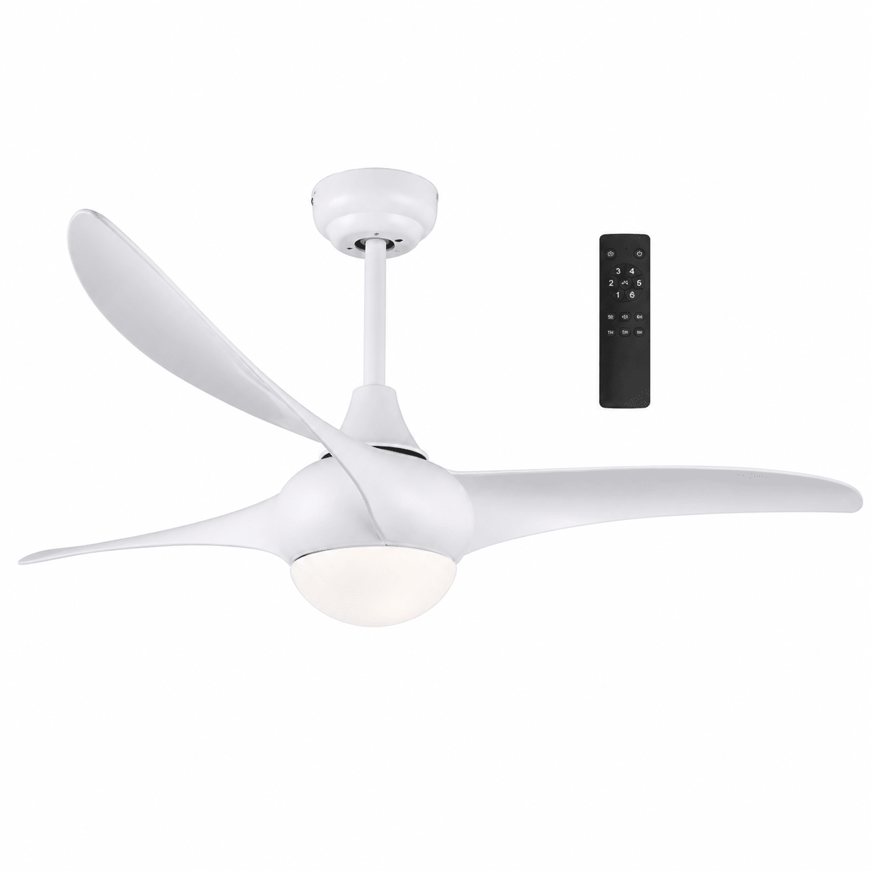 LED Ceiling Fan with Remote - White Steel & Acrylic