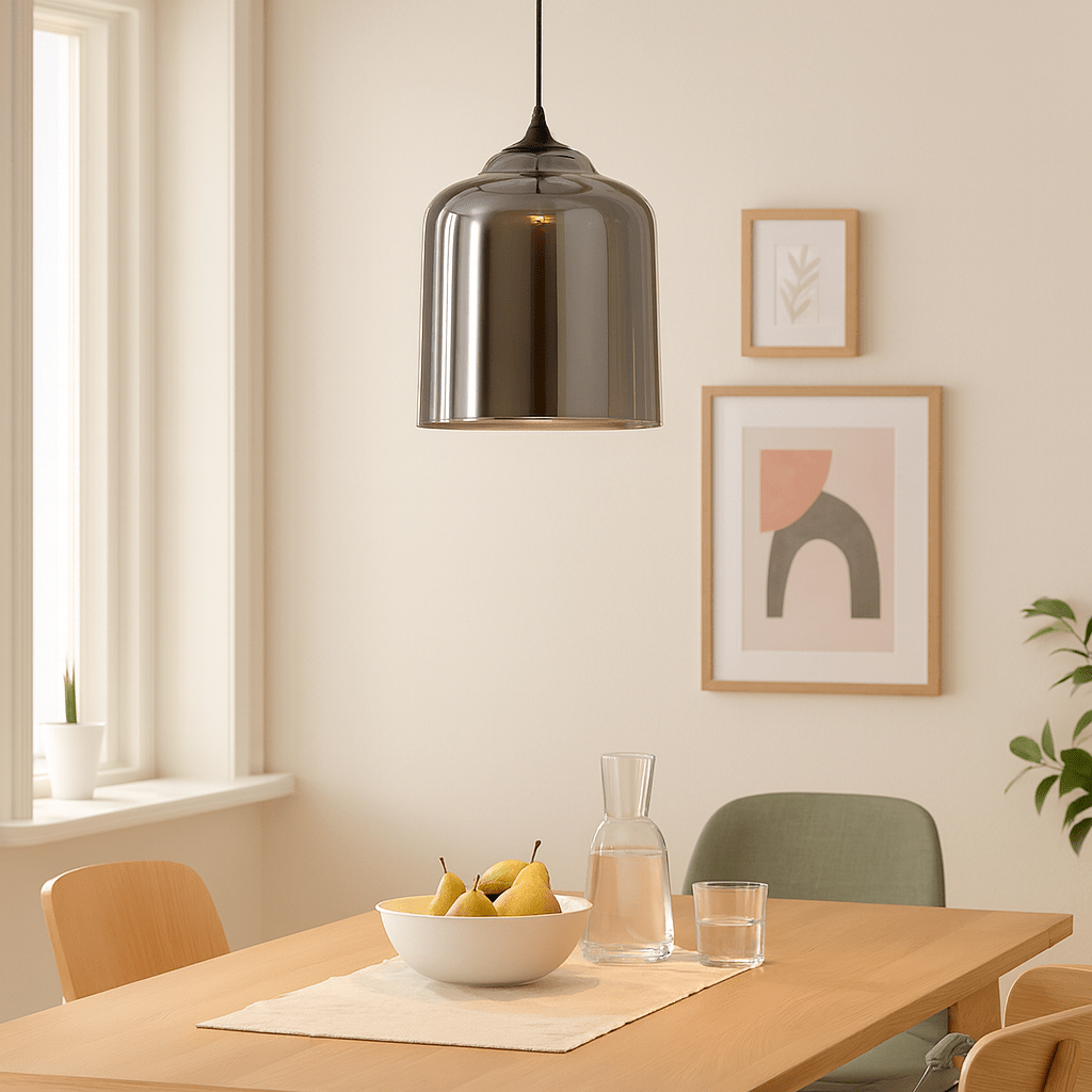 Smoke Grey Bell Jar Glass Pendant