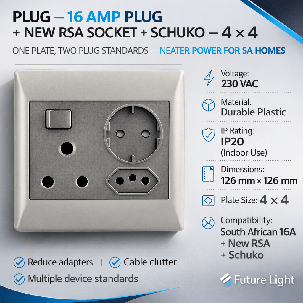 Plug - 16 Amp Plug + New RSA Socket + Schuko - 4 X 4