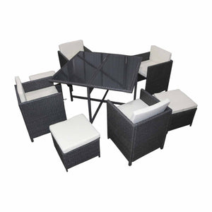 8 - Piece Grey & White Rattan Outdoor Patio Furniture Set - Future Decor