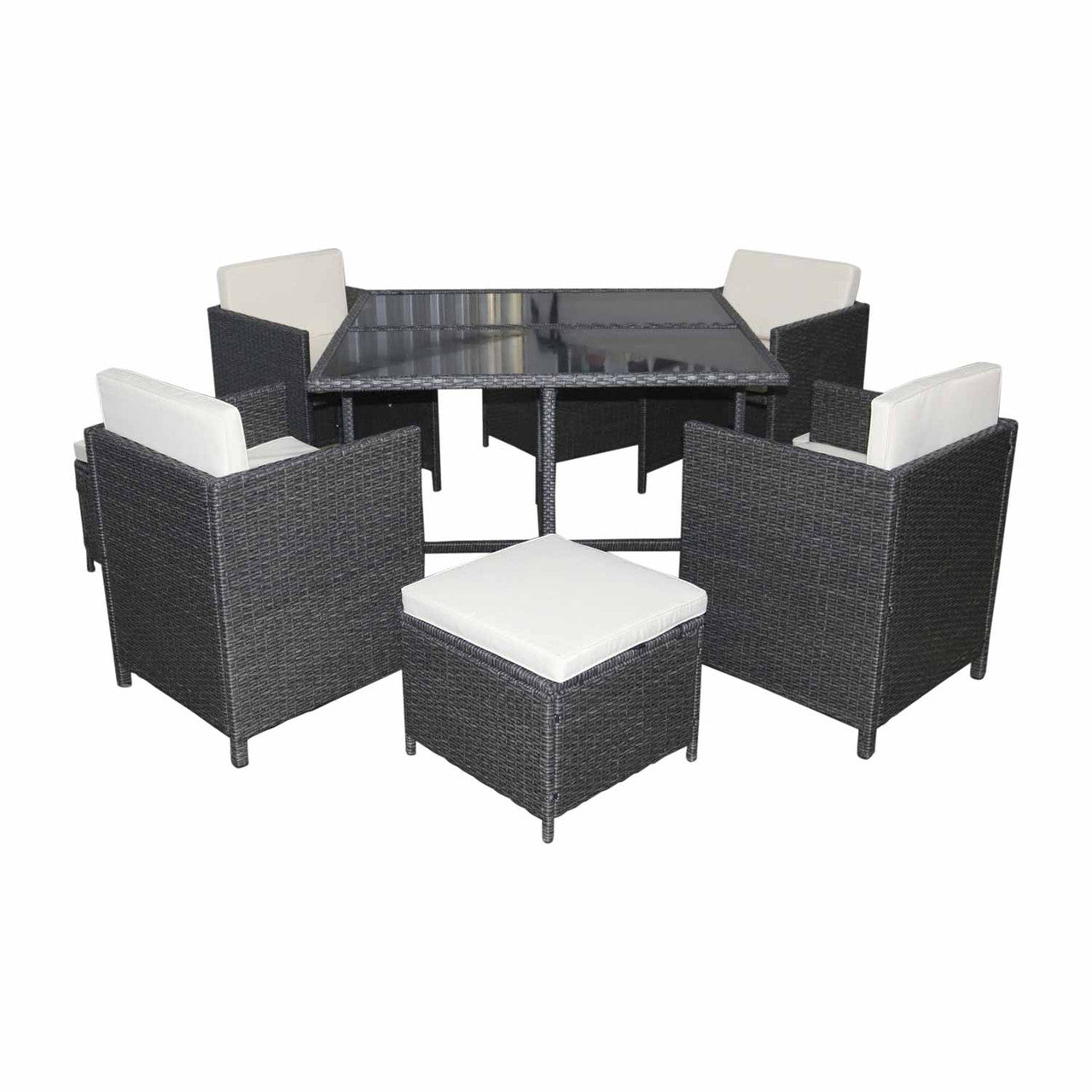8 - Piece Grey & White Rattan Outdoor Patio Furniture Set - Future Decor