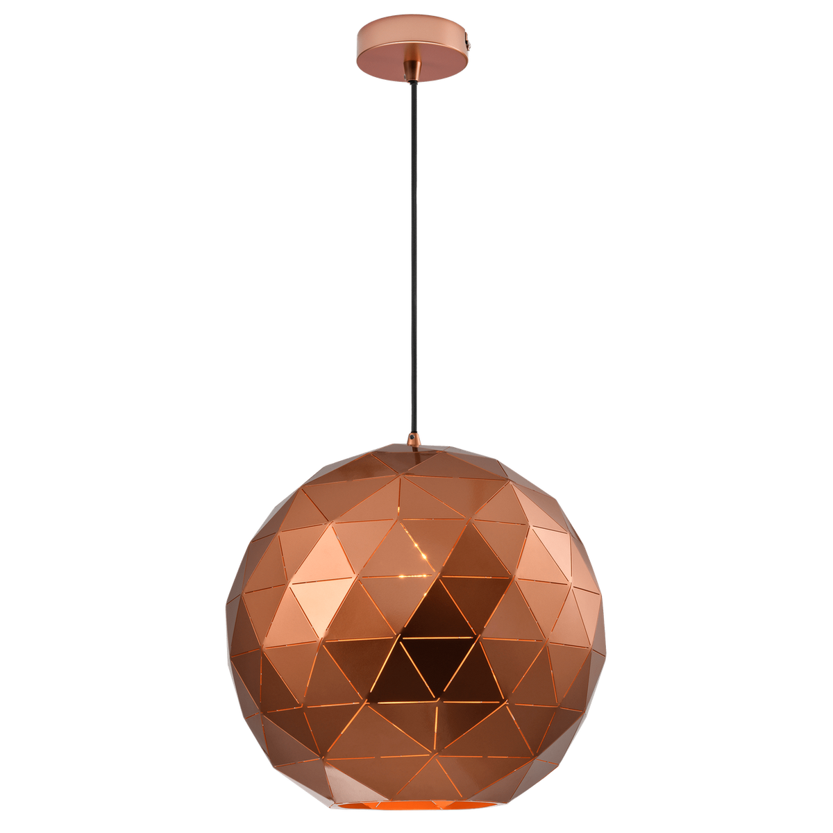 230V 40W E27 Large Laser Cut Metal Ball Pendant, Copper — transparent background