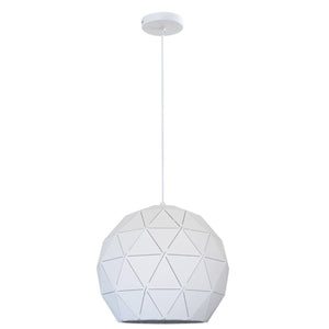 230V 40W E27 Medium Laser Cut Metal Ball Pendant, Matt White — white background