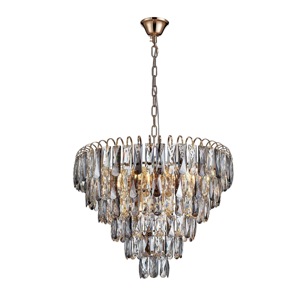 Polished Brass & Crystal Pendant — transparent background