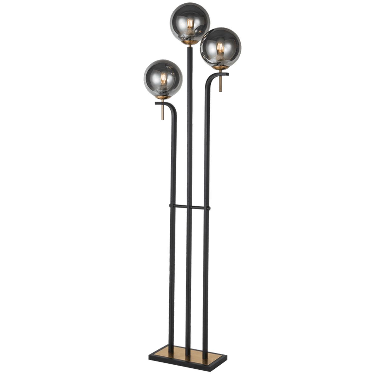 Metal Floor Lamp with Smoke Colour Glass — transparent background