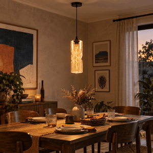 Twisted Glass Amber Pendant Light lifestyle image: Lifestyle Scene