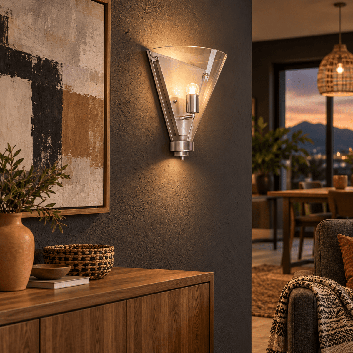 Cone Clear Indoor Wall Light lifestyle: Lifestyle Scene