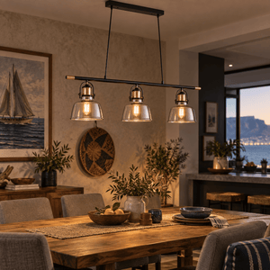 Nautical Trio Copper & Smoke Glass Pendant Light lifestyle image: Lifestyle Scene