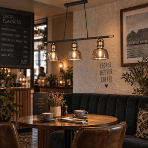 Nautical Trio Copper & Smoke Glass Pendant Light lifestyle image: Lifestyle Scene