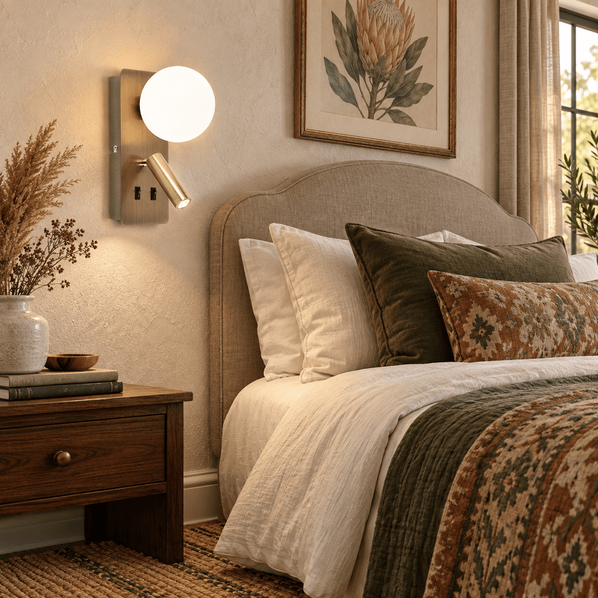 Nelson Antique Brass Wall Light lifestyle scene: Lifestyle Scene