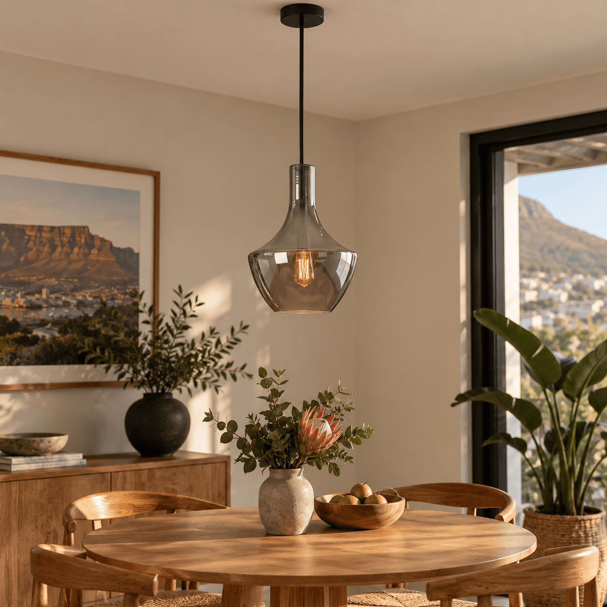 Vase Smoke Glass Pendant Light lifestyle scene 1