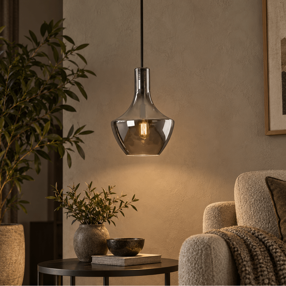 Vase Smoke Glass Pendant Light lifestyle scene 3