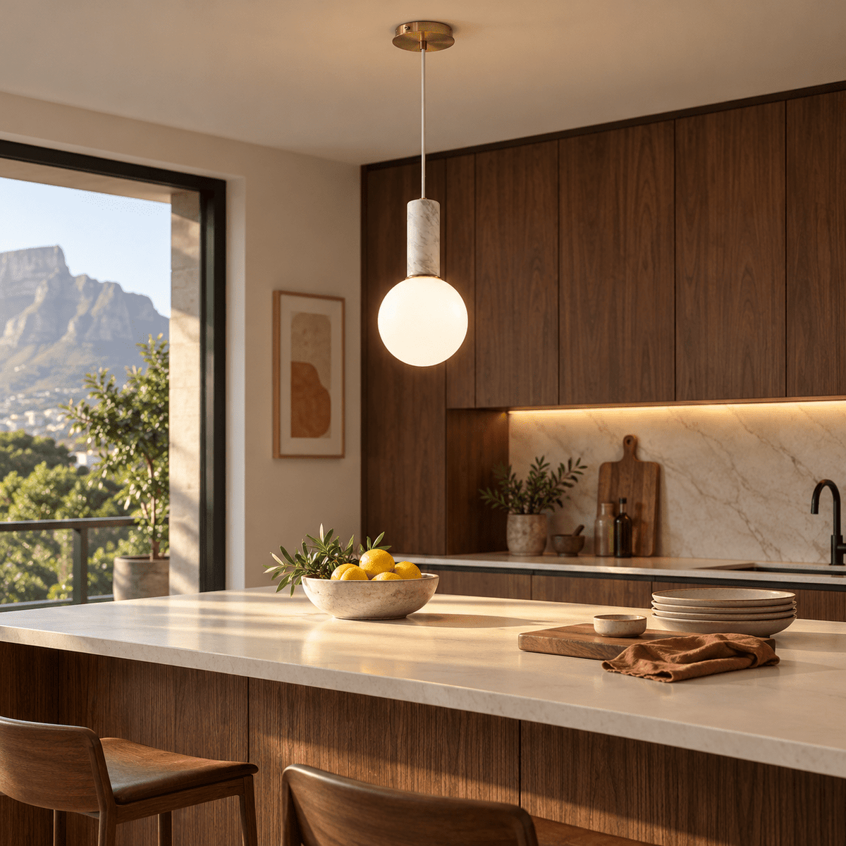 Otto White Marble Pendant Light lifestyle — Lifestyle Scene