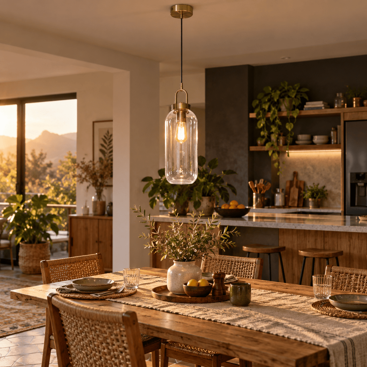 Nougat Glass Antique Brass Pendant Light lifestyle — Lifestyle Scene