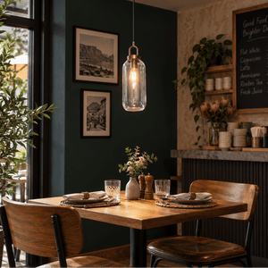 Nougat Glass Antique Brass Pendant Light lifestyle — Lifestyle Scene
