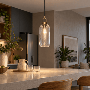 Nougat Glass Antique Brass Pendant Light lifestyle — Lifestyle Scene