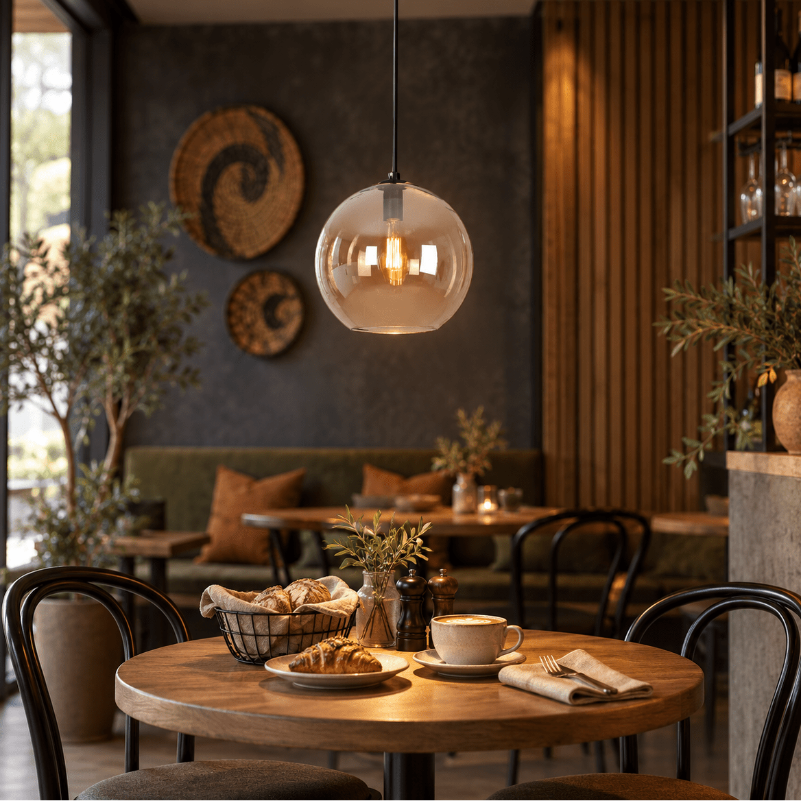 Amber Large Glass Ball Pendant Light lifestyle scene 2
