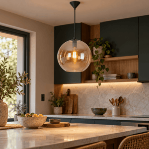 Amber Large Glass Ball Pendant Light lifestyle scene 3