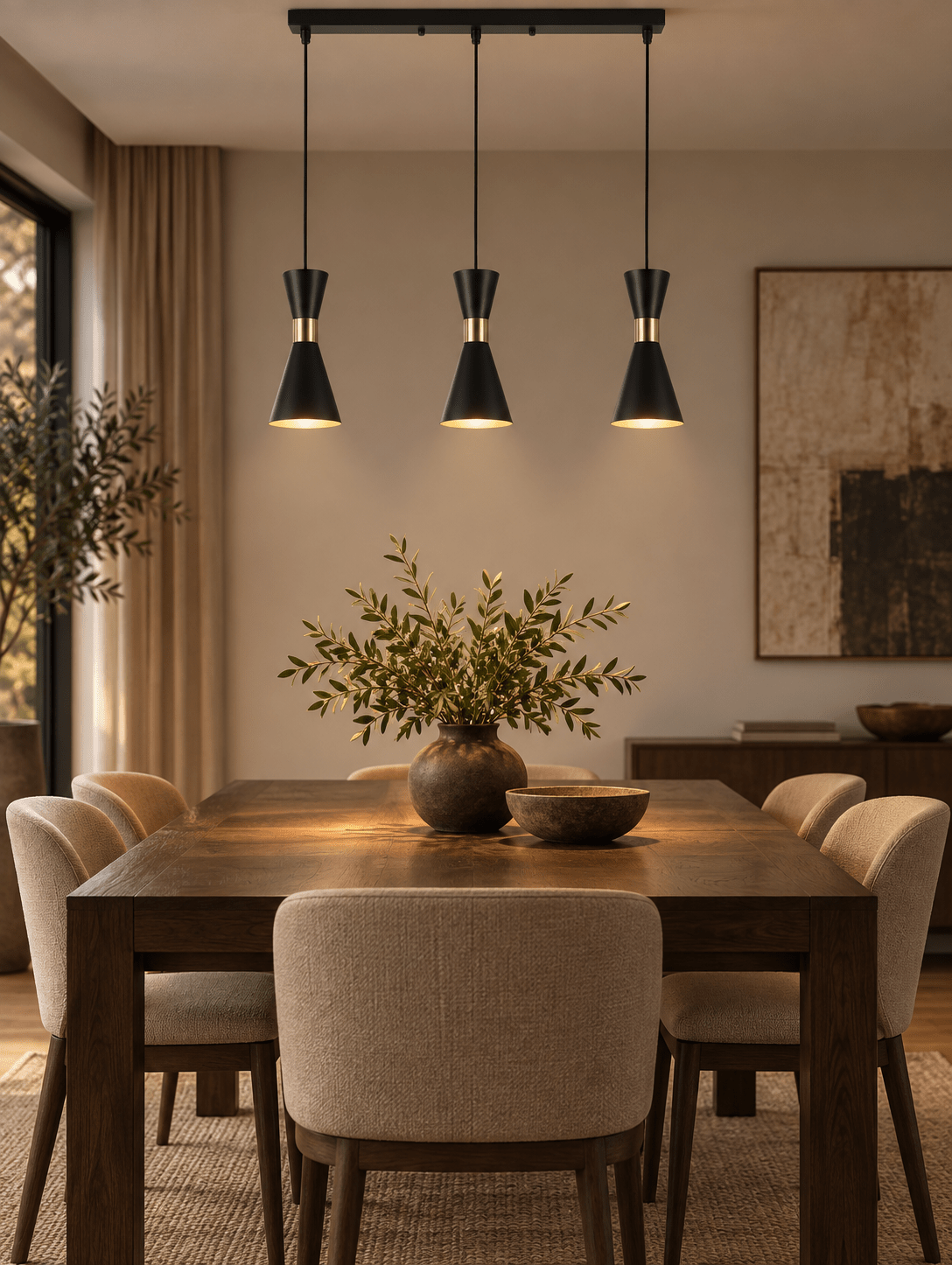 Carrington 3 Light Black & Gold Pendant Light lifestyle image 1