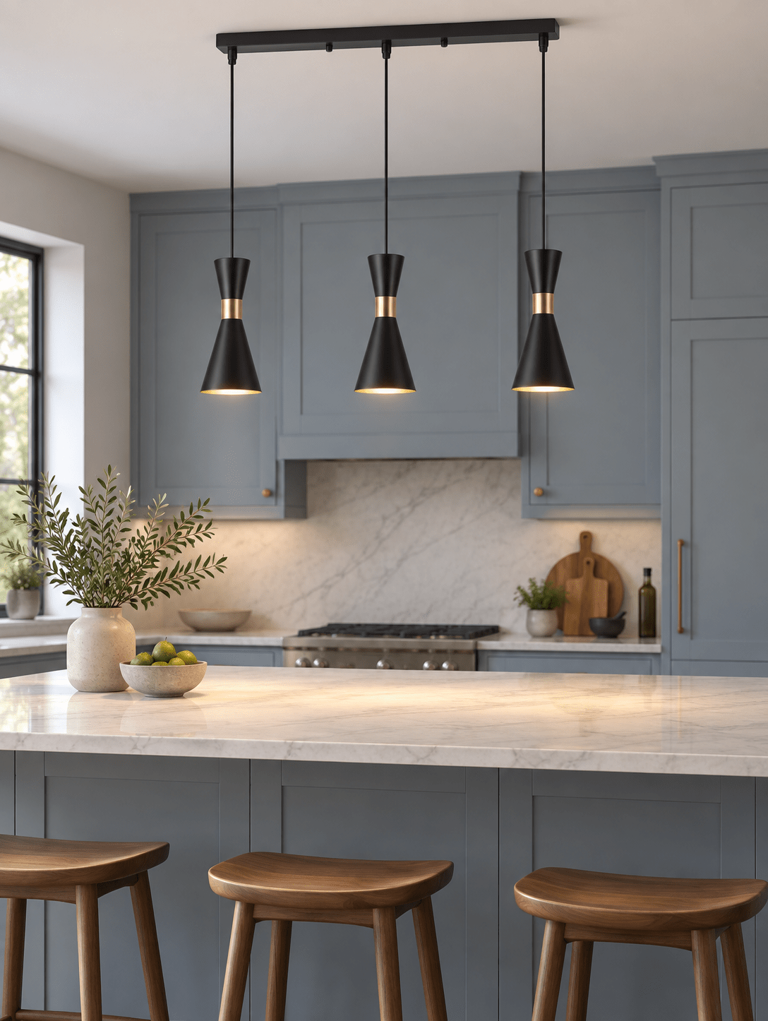 Carrington 3 Light Black & Gold Pendant Light lifestyle image 2