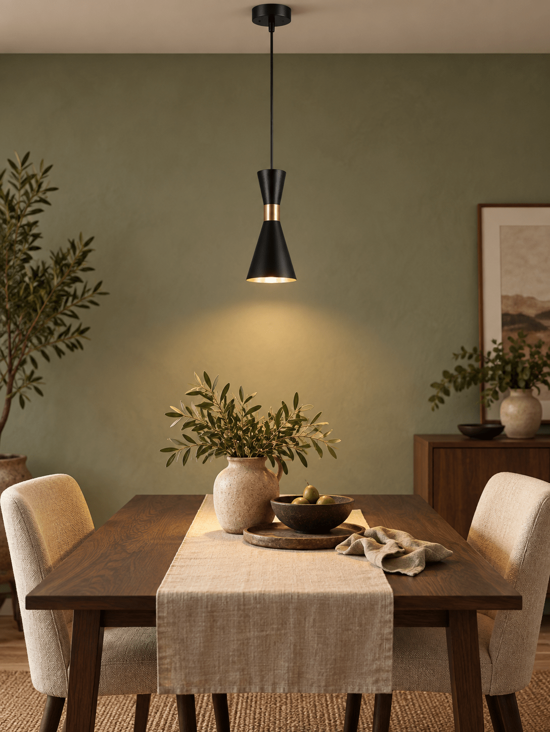Carrington 1 Light Black & Gold Pendant Light lifestyle image 1