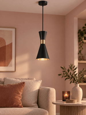 Carrington 1 Light Black & Gold Pendant Light lifestyle image 3