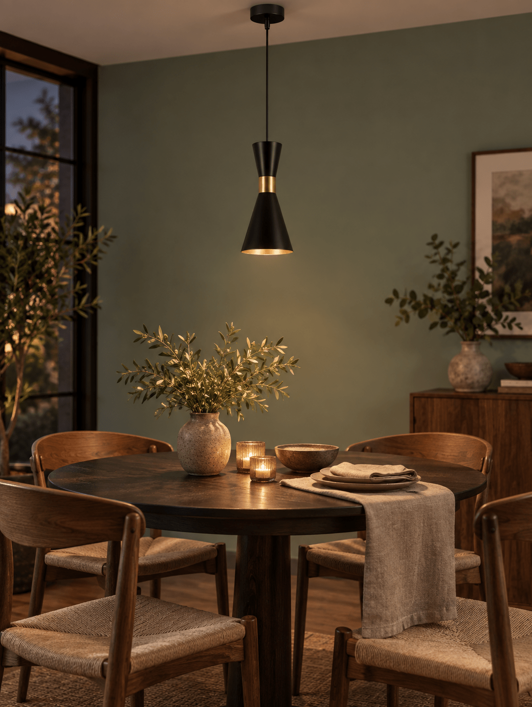 Carrington 1 Light Black & Gold Pendant Light lifestyle image 4