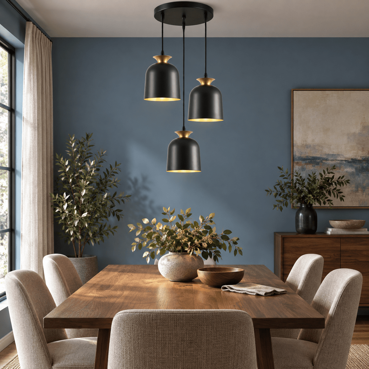 Whoa 3 Light Black & Gold Pendant Light lifestyle image 2