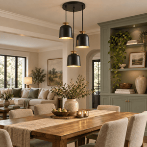 Whoa 3 Light Black & Gold Pendant Light lifestyle image 4